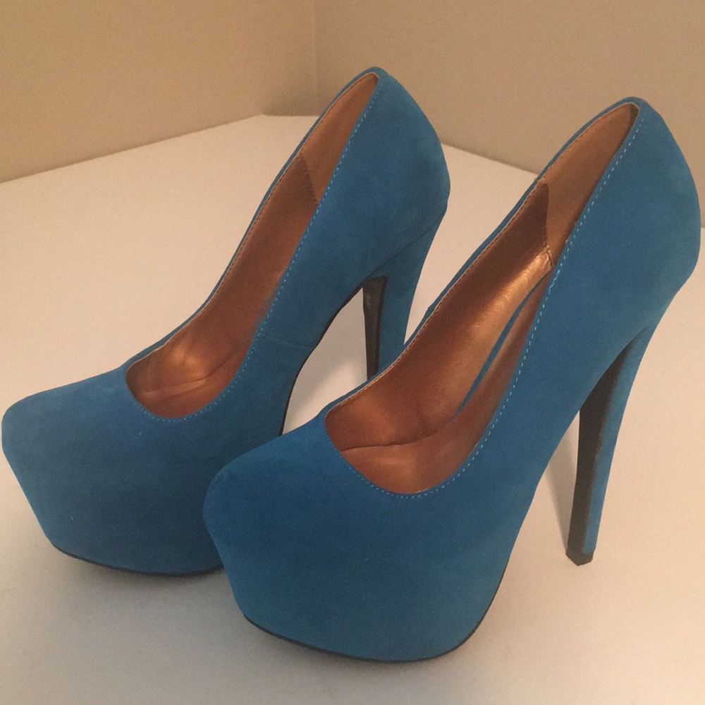 Suede Teal Pumps